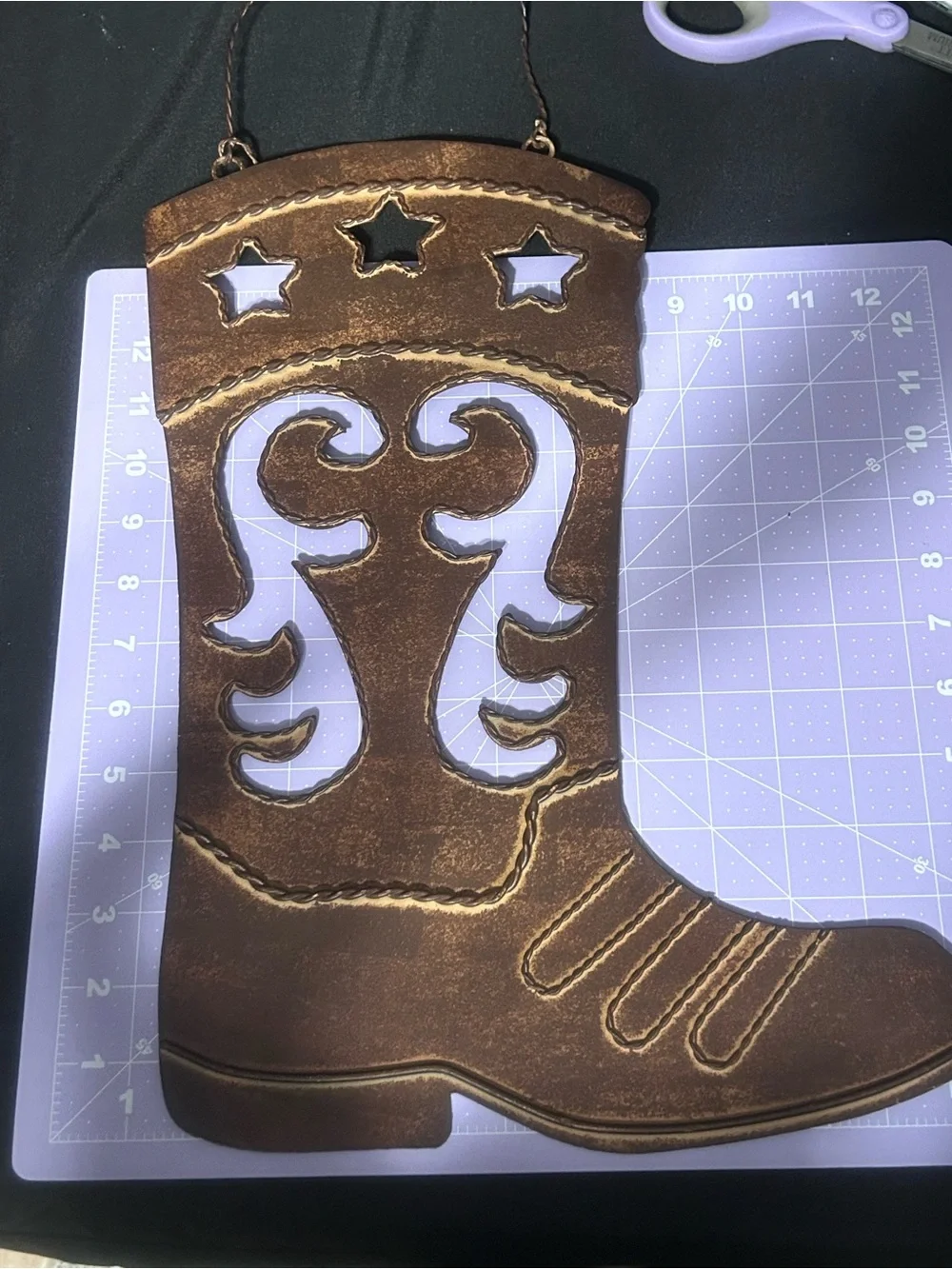 Rustic Metal Cowboy Boot Wall Decor Sign